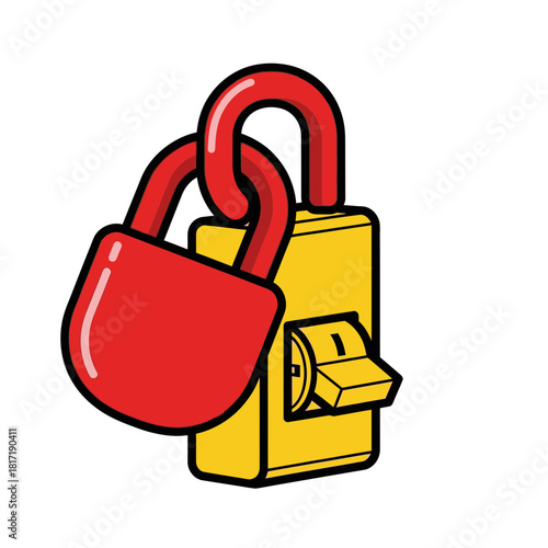 Set of brightly colored padlocks used for multi-technician lockout tagging during industrial safety procedures
