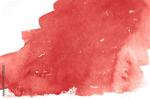 Red watercolor brush texture isolated on white background