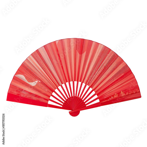 Traditional Red Folding Fan Showcasing Intricate Design and Vibrant Color in ...