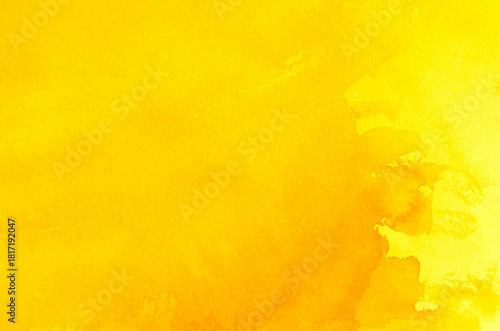 Abstract yellow watercolor background texture close up