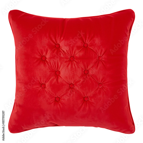 Soft Red Cushion With Tufted Design for Decorative Home Use and Comfort