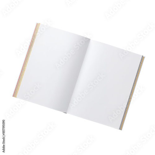 Blank Pages Waiting for Creativity in a Red-Bound Notebook on a Plain Background