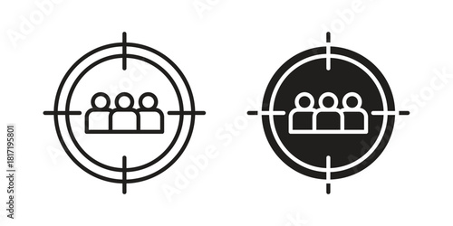Focus group icon flat and thin stroke vector pack. Editable icons set