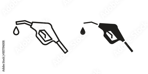 Fuel icon flat and thin stroke vector pack. Editable icons set