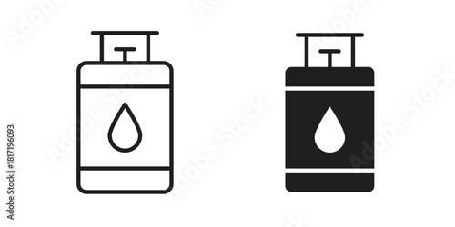 Gas cylinders icon flat and thin stroke vector pack. Editable icons set