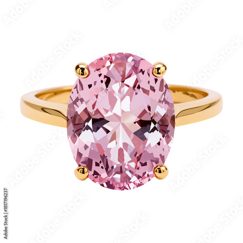 Elegant Pink Gemstone Ring With Gold Band ideal for Special Occasions or Dail...