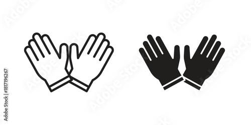 Glove icon flat and thin stroke vector pack. Editable icons set
