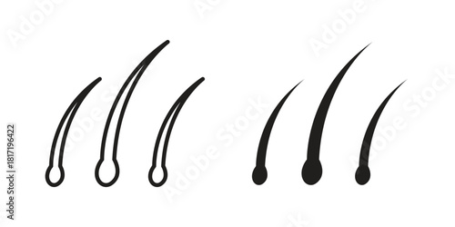 Hair icon flat and thin stroke vector pack. Editable icons set