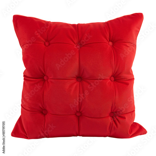Soft Red Cushion With Tufted Design for Decorative Home Use and Comfort