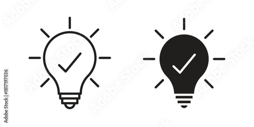 Idea icon flat and thin stroke vector pack. Editable icons set