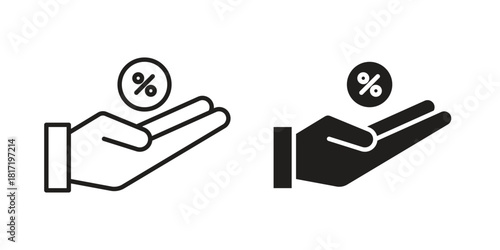 Interest icon flat and thin stroke vector pack. Editable icons set
