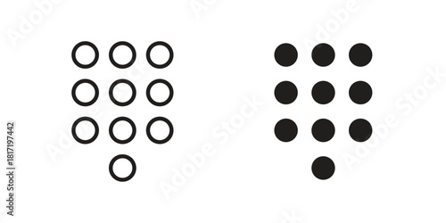 Keypad icon flat and thin stroke vector pack. Editable icons set