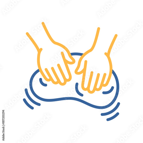 Hands Kneading Dough for Baking