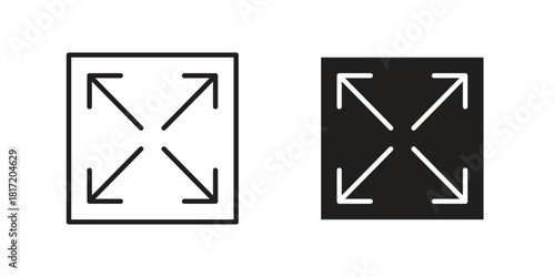 Expand arrows icon set. Outline symbol editable.