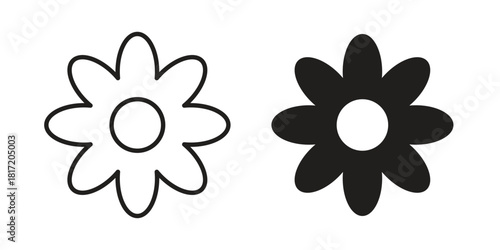 Flower icon set. Outline symbol editable.