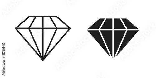 Gem icon set. Outline symbol editable.
