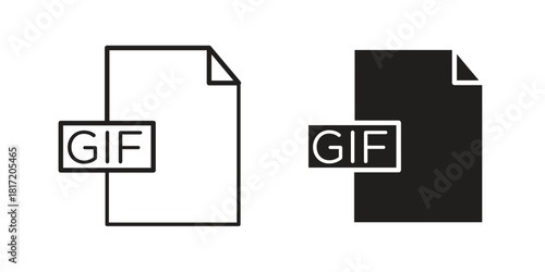 Gif icon set. Outline symbol editable.