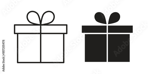 Gift icon set. Outline symbol editable.