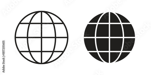 Globe icon set. Outline symbol editable.