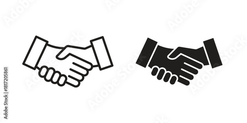 Handshake icon set. Outline symbol editable.