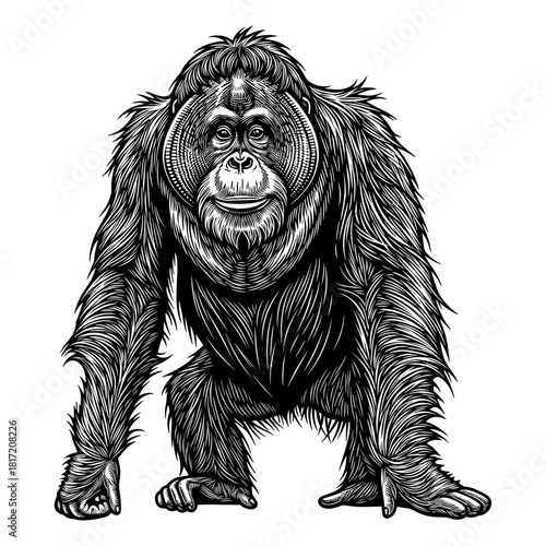 Orangutan illustration on white background