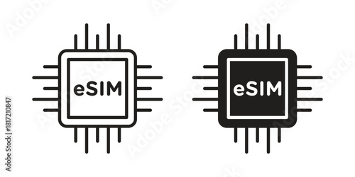 ESIM icon flat and stroke collection for ui ux work.