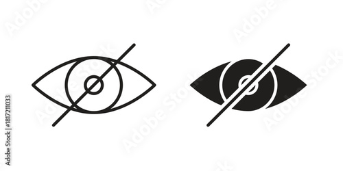 Eye crossed icon flat and stroke collection for ui ux work.