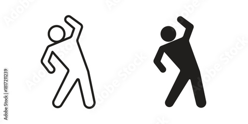 Fitness exercise icon flat and stroke collection for ui ux work.