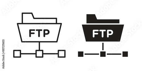 FTP icon flat and stroke collection for ui ux work.