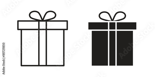 Gifts icon flat and stroke collection for ui ux work.