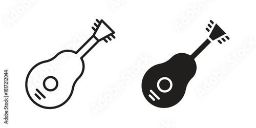 Guitar icon flat and stroke collection for ui ux work.