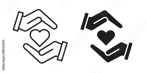 Hand holding heart icon flat and stroke collection for ui ux work.
