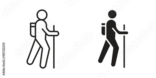Hiking icon flat and stroke collection for ui ux work.