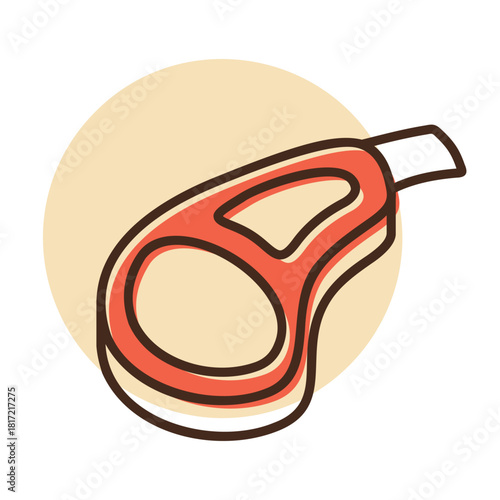 Lamb Chop Meat Cut Flat Vector Icon