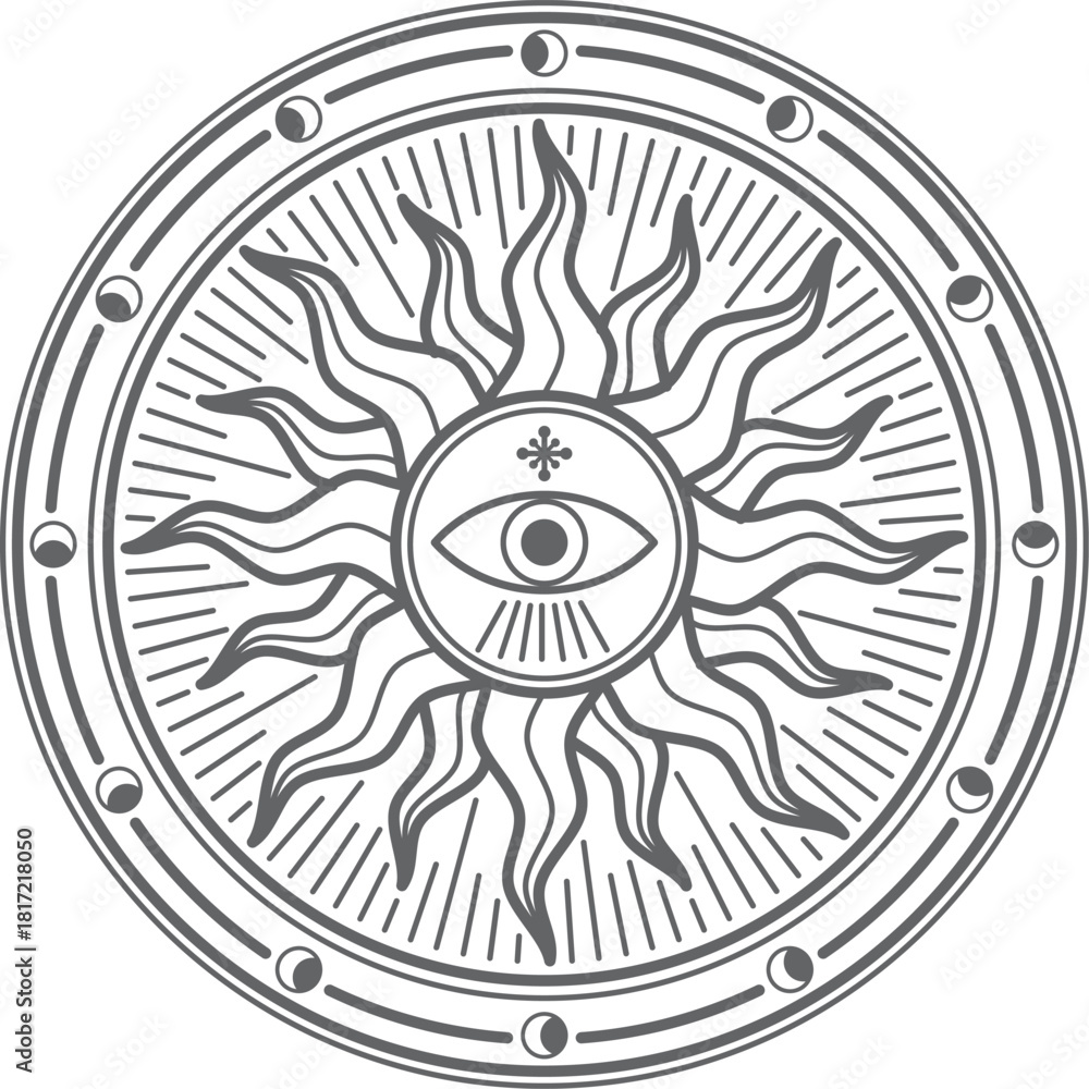 Naklejka premium A sun with an eye in the center of it