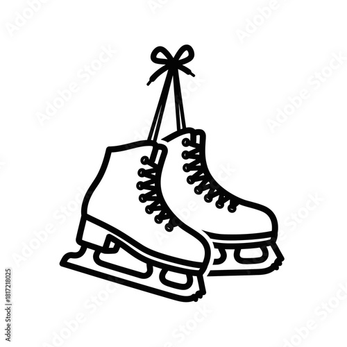 Vector icon of ice skates hanging with laces