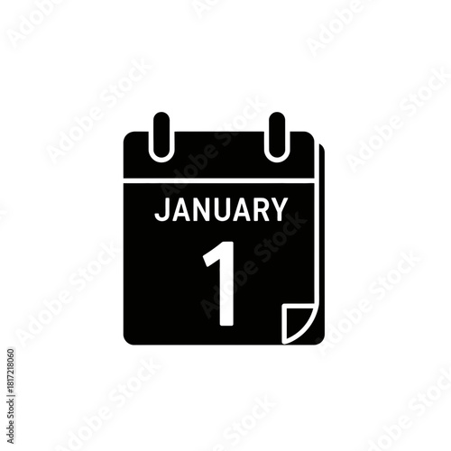 Vector icon of a calendar page marking January 1st