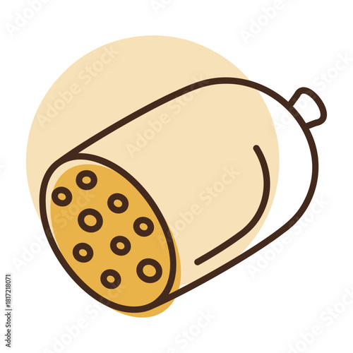 Cooked Lard Sausage Flat Vector Icon