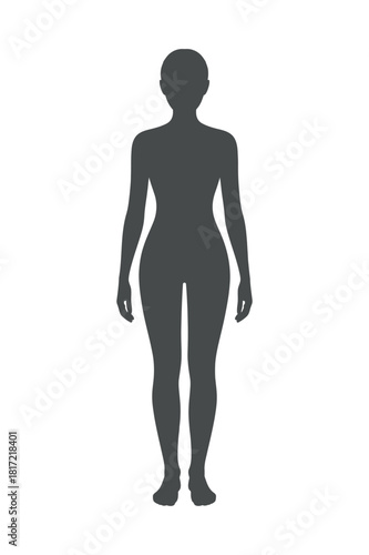 Female Body Silhouette Isolated on White Background