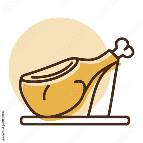 Jamon Cured Ham Minimal Flat Icon