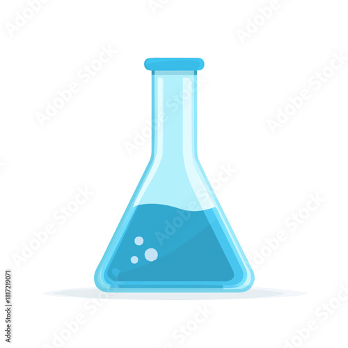 Laboratory Flask, 2D flat vector illustration isolated on a plain white background.