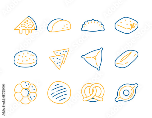 Diverse Savory Baked Goods Icons