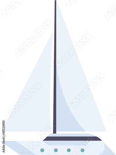 A white sailboat with a blue stripe