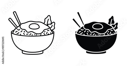 Fried Rice icon graphic design. Vector icon illustrations