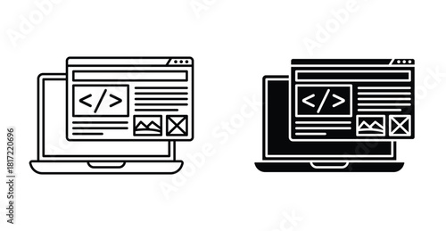 Front end development icon graphic design. Vector icon illustrations