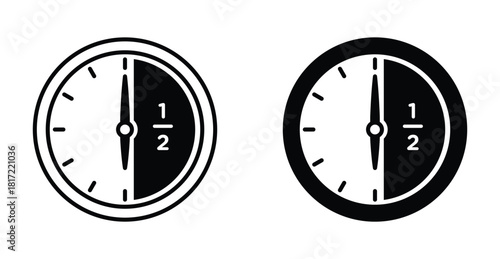 Half hour icon graphic design. Vector icon illustrations