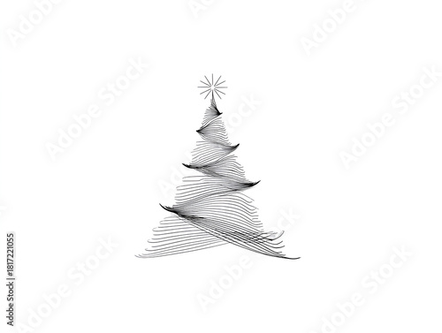 Abstract Christmas Tree Line Art
