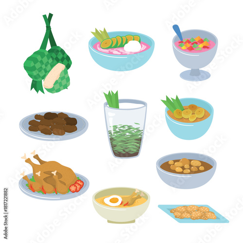 Iftar Foods And Beverages Illustration Collection