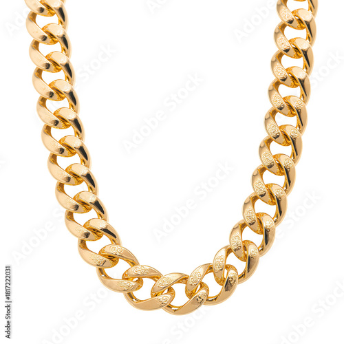 Gold Chain Jewelry With Diamond Accents on a White Background Perfect for Fas...