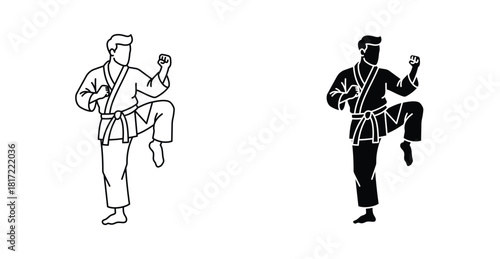 Karate fighter icon graphic design. Vector icon illustrations